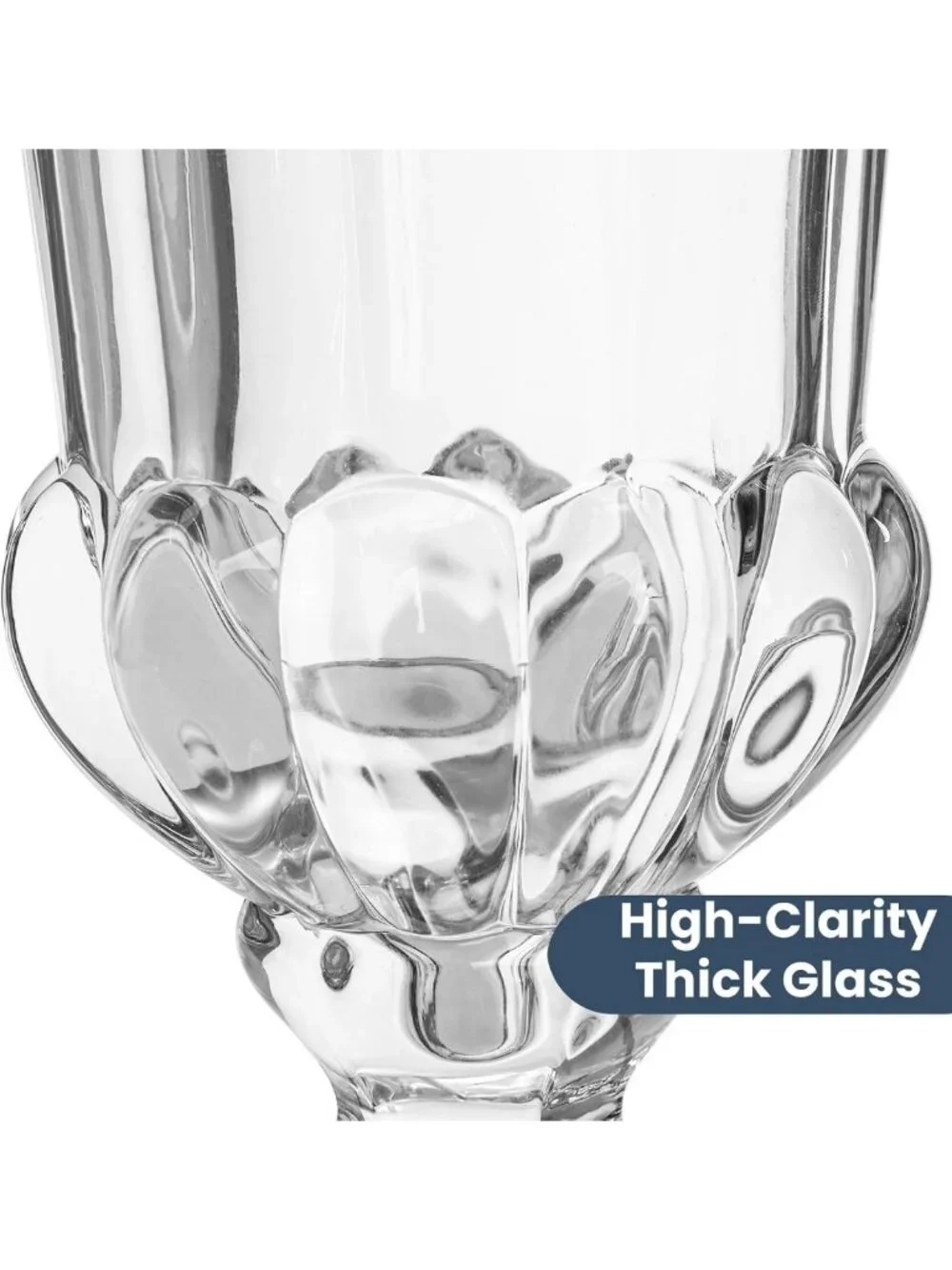 8-Inch Vintage Glass Urn Vase - Large Crystal Flower Centerpiece for Home Decor